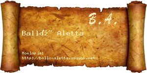 Balló Aletta névjegykártya